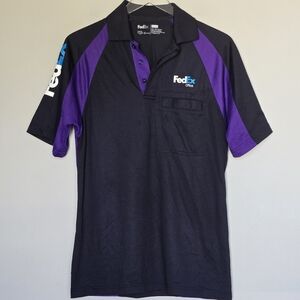 NEW Fed Ex Federal Express Men's Black and Purple Pullover Polo Shirt Size S